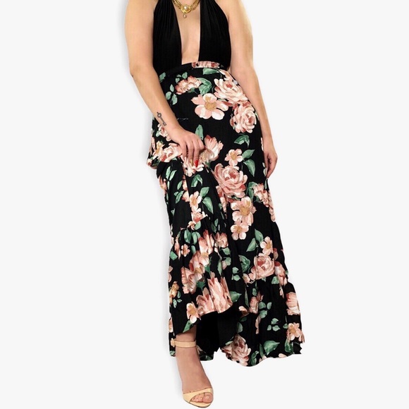 Lulu’s Floral Maxi Skirt NWT Roses * - Picture 2 of 7